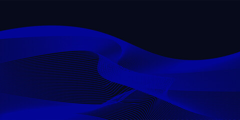 Abstract glowing wave lines on dark blue background. Dynamic wave pattern. Modern flowing wavy lines. Futuristic technology concept. Suit for banner, poster, cover, brochure, flyer, website