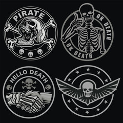 set, gothic sign with skull, grunge vintage design t shirts