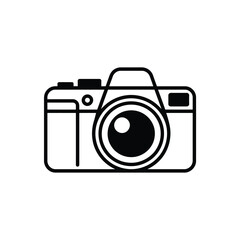 Simple Black and White Camera Icon for Photography and Design