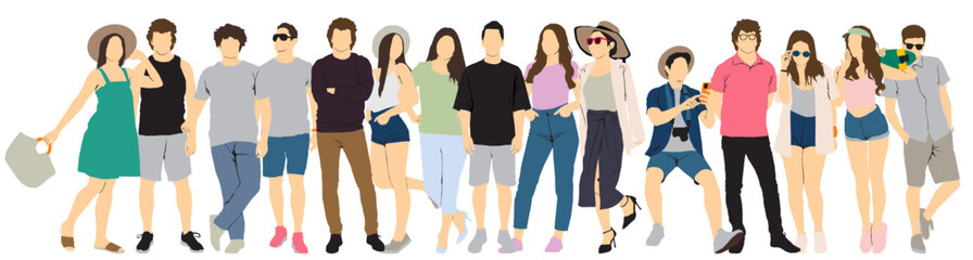 Obraz premium group of people in summer cloths full isolated