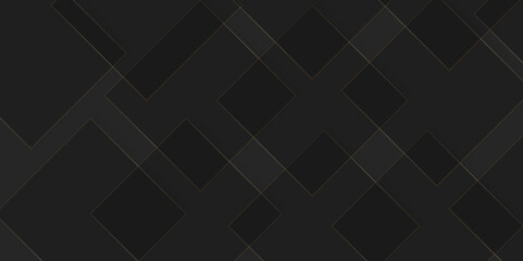 Black and golden vector futuristic tech glow and shinning line simple modern abstract background. Abstract luxury gold geometric random chaotic lines with many squares and triangles shape on black bg