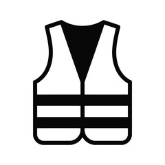 Black and white safety vest icon for construction or traffic control