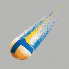 Vector realistic volley ball flying with high speed. Transparent background. Every element is separated, fully editable and can be easy rearranged to your own design.