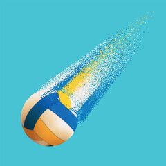 Vector realistic volley ball flying with high speed, with shadow on transparent background. Every element is separated, fully editable and can be easy rearranged to your own design.