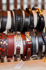 Beautiful high-quality leather products close-up