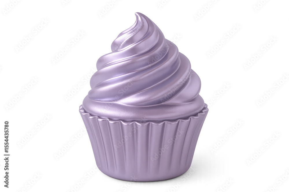 Fototapete 3d rendering of a purple cupcake with frosting on a transparent background, perfect for food-related