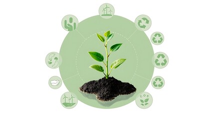 Conceptual image of green living environment showing recycling and sustainable practices and growth