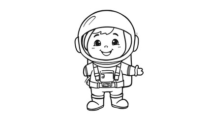 Cute smiling astronaut child in a spacesuit ready for an outer space adventure exploration.