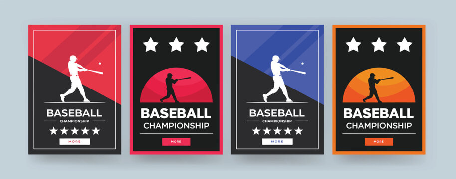 Baseball Championship Flyer Set – Bold Sport Poster Templates with Player Silhouettes