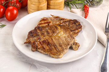 Grilled pork neck sirloin steak