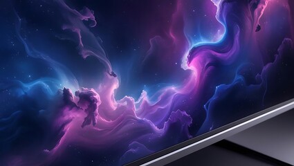 Obraz premium Cosmic Purple & Pink Nebula Cloud Desktop Wallpaper