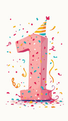 Colorful Artistic Number One Typography Design Collection