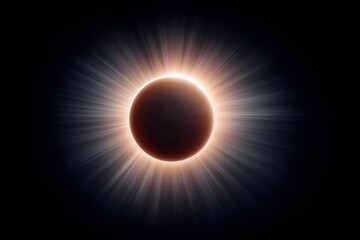 Obraz premium Captivating celestial phenomenon showcases a solar eclipse displaying mesmerizing corona effects around a darkened sun creating an awe-inspiring cosmic spectacle in the night sky