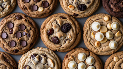 Warm, freshly baked cookies enticing with various toppings create a tempting display