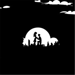 silhouette of a couple in the park at night