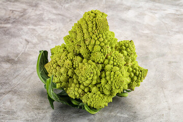 Green raw fresh ripe Romanesco cabbage
