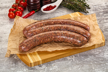 Raw beef and lamb sausages