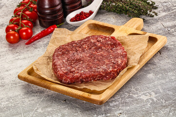 Raw beef burger cutlet for grill