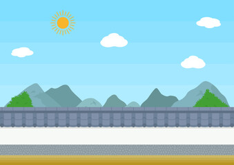 瓦屋根と塀のフレーム