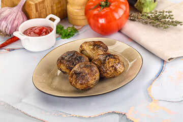 Baked potato barbecue with skin