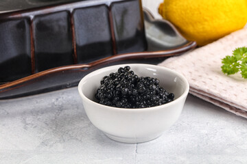 black sturgeon caviar in the bowl