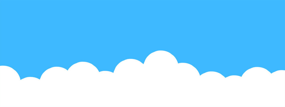 Simple cloud banner, border, divider shape vector illustration