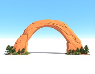 3D icon of a canyon arch with orange sandstone and open blue sky above, natural formation, isolated