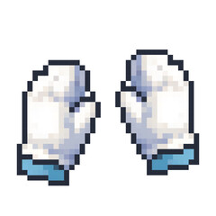 White mittens with blue cuffs depicted in a playful vector style suitable for winter-themed designs and digital applications