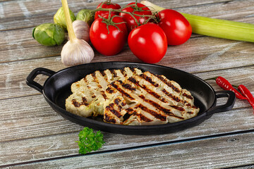 Vegan grilled cauliflower cabbage steak