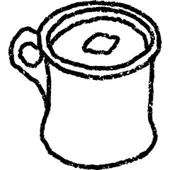 Hand Drawn Mug of Soup with Butter Outline Cup of Soup with Butter on Top Crayon Texture Cozy Food Vector