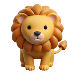 Obraz premium Cute 3d cartoon lion cub with fluffy mane isolated on transparent background