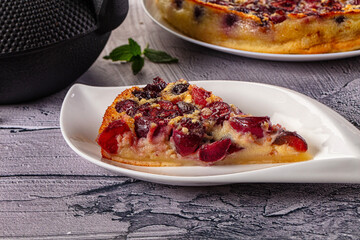 Crusty pie with fresh cherry