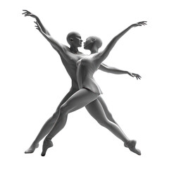 Fototapeta premium Abstract dancers in dynamic pose showcasing movement and emotion in a contemporary style on a white background