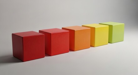 Obraz premium Five Colorful Cubes Arranged in a Row Showing a Progression of Colors