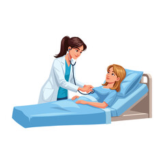 vector illustration of a doctor examining his pregnant patient