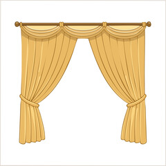 golden curtain isolated on white background