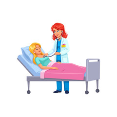 vector illustration of a doctor examining a female patient