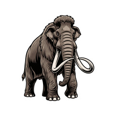 vector illustration of a mammoth on a white background