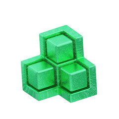 3D Glitter Abstract Green Hollow Cube