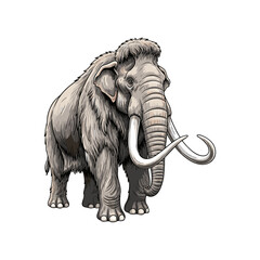 vector illustration of a mammoth on a white background