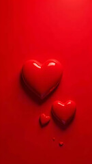 red hearts on a red background