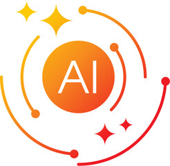 electronic lines and artificial intelligence logo. artificial intelligence concept