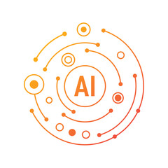 artificial intelligence logo with electronic circuit. artificial intelligence concept