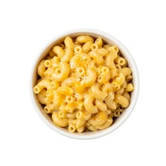 Macaroni cheese in a small bowl isolated on white background