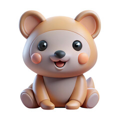 Fototapeta premium Cute cartoon bear with rosy cheeks and big eyes isolated on transparent background