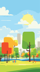 Fototapeta premium landscape with trees and clouds