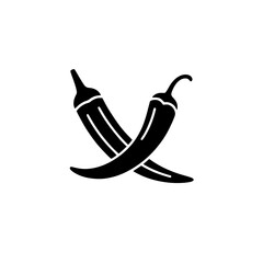 Crossed okra pod and chili pepper silhouette icon
