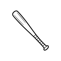 Line art illustration of a classic baseball bat with textured handle grip
