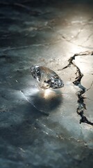 Sparkling Diamond on Cracked Ice A Study in Contrast and Light Reflection Beauty