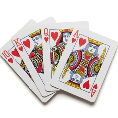 Playing Cards Royal Flush of Hearts Isolated on White